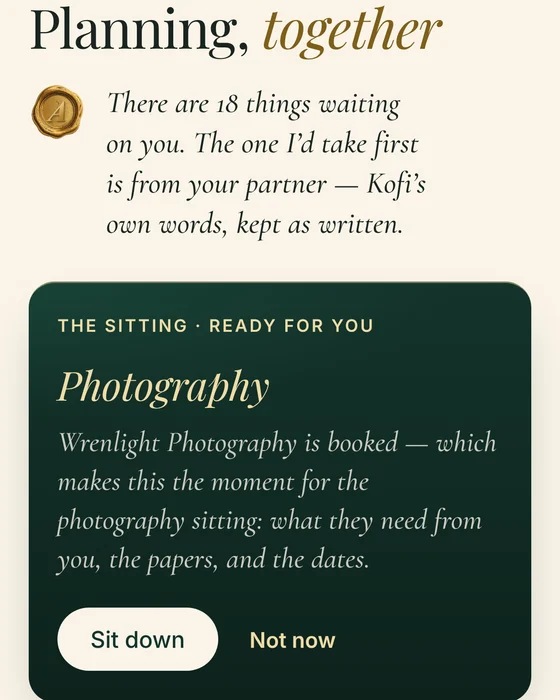 Ayla's room: Planning, together. 18 things waiting, the photography sitting ready for you