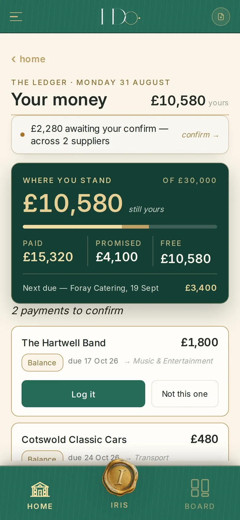 The I Do phone: the money