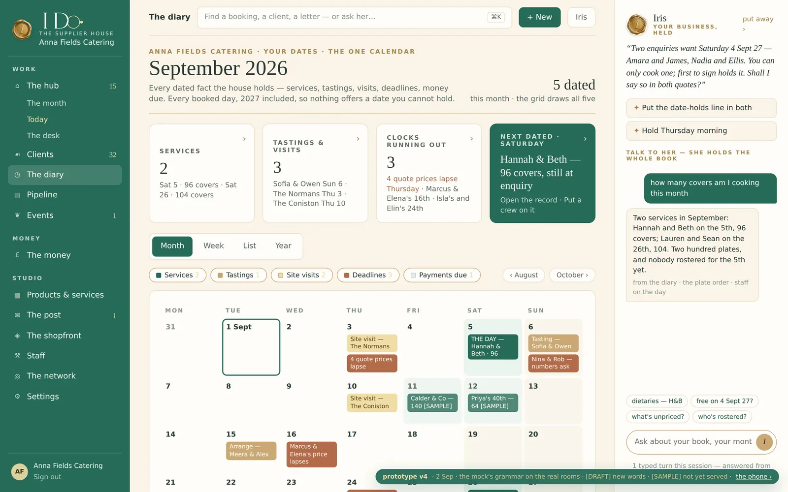 The supplier desk: the diary