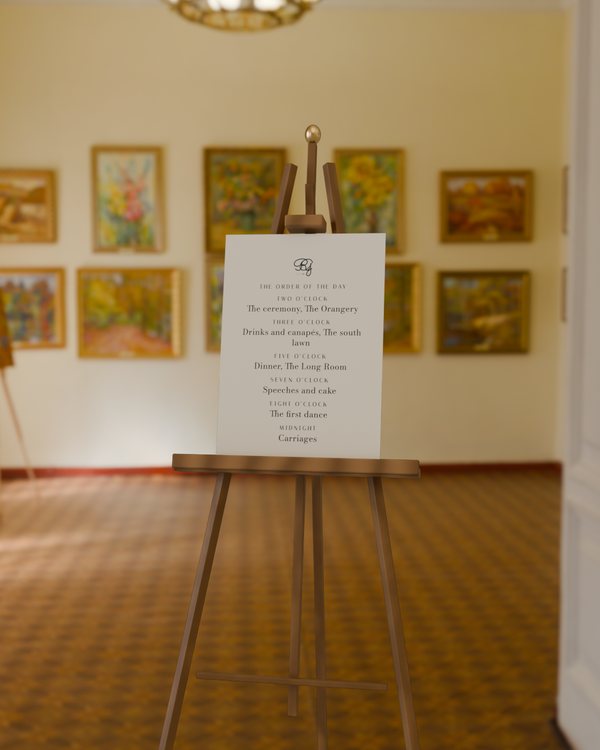 Order of the day · The cipher, photographed on an easel (the easel is scenery, never sold)